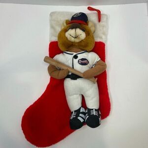 Vintage MLB 1994 Atlanta Braves Bear Plush Mascot Christmas Stocking